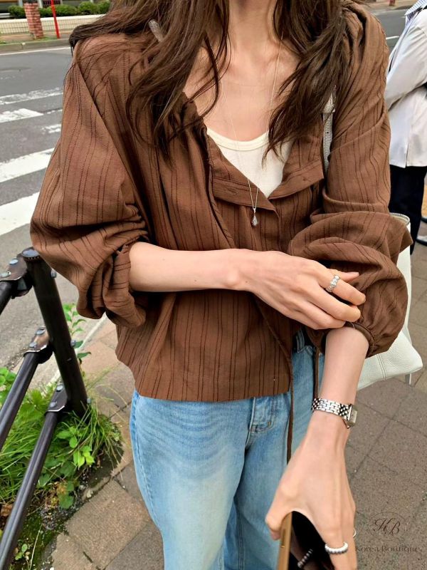 FW2756 秋季 喜歡清新風格的紋理上衣 