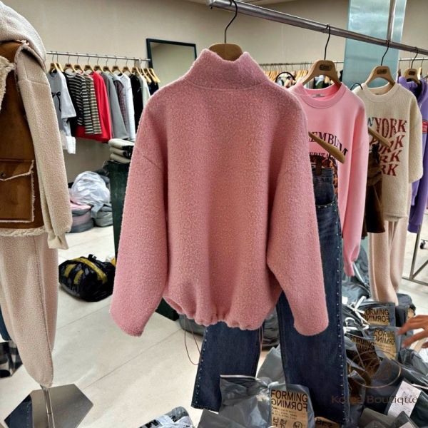 FWKR13 冬季 可愛羊羔毛排扣上衣 