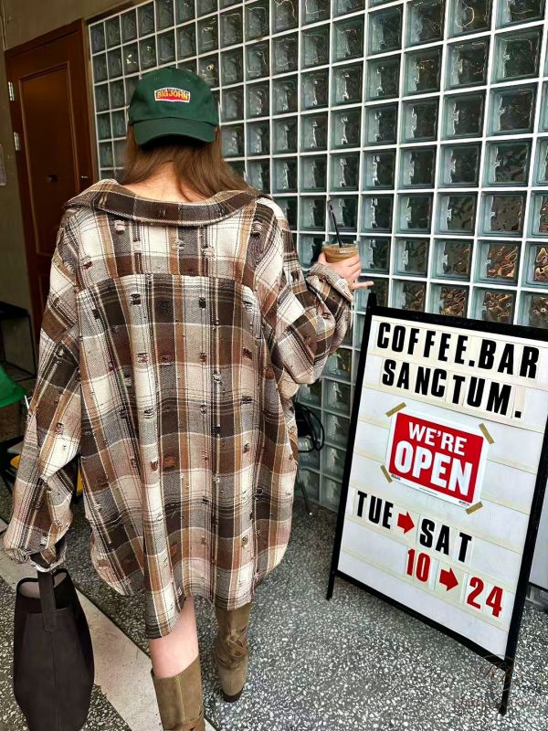 Fw353 秋季 破損感格紋套裝 