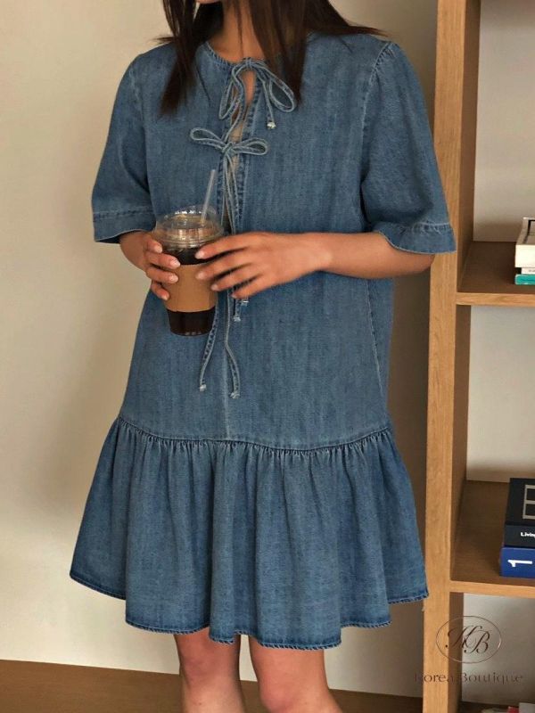 SS293 春季 前後都可以穿的牛仔洋裝 