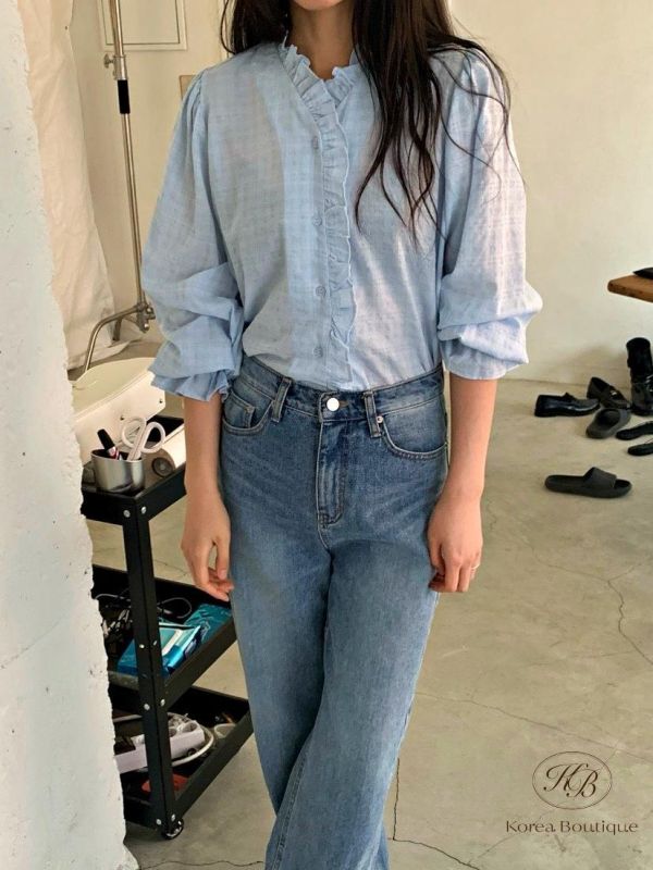 SS295 春季 束口袖花邊襯衫 