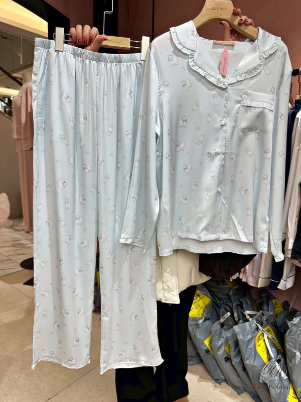 FWKR23 冬季 貓咪緞面睡衣 