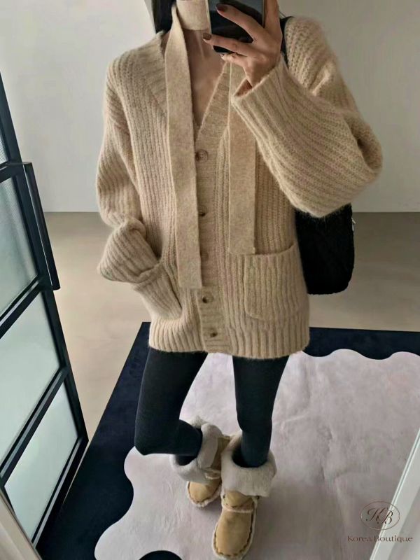 FWKR111 冬季 長版開襟毛衣外套套裝 