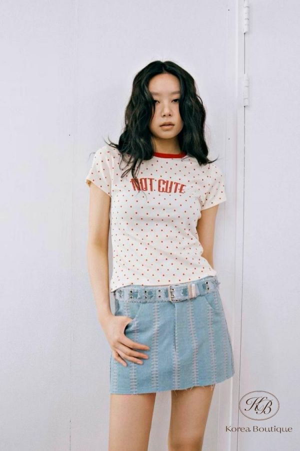 KR2637 夏季 可愛滾邊點點tee 