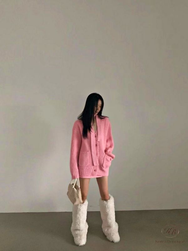 FWKR111 冬季 長版開襟毛衣外套套裝 