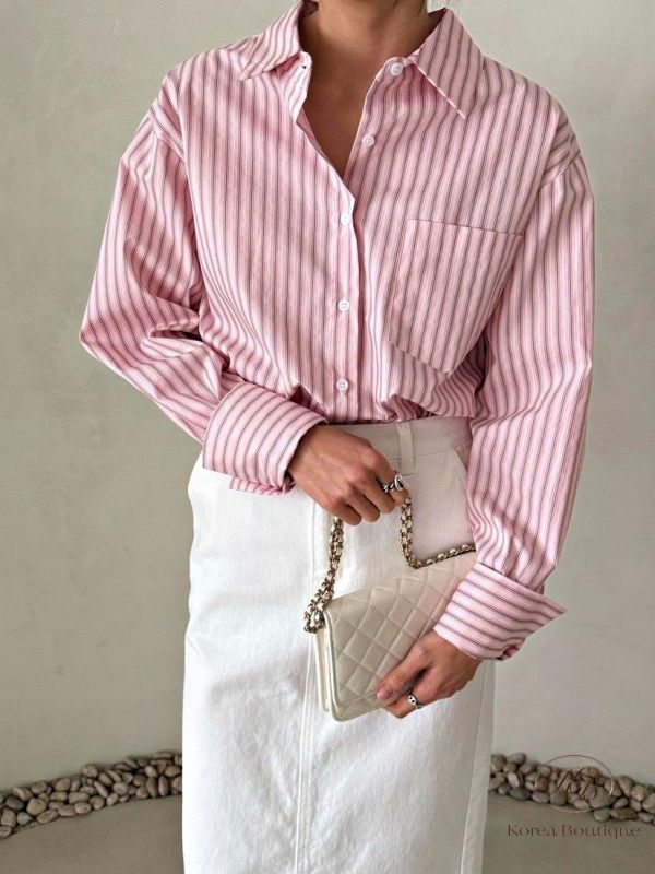 SS283 春季 粉嫩色條紋襯衫 