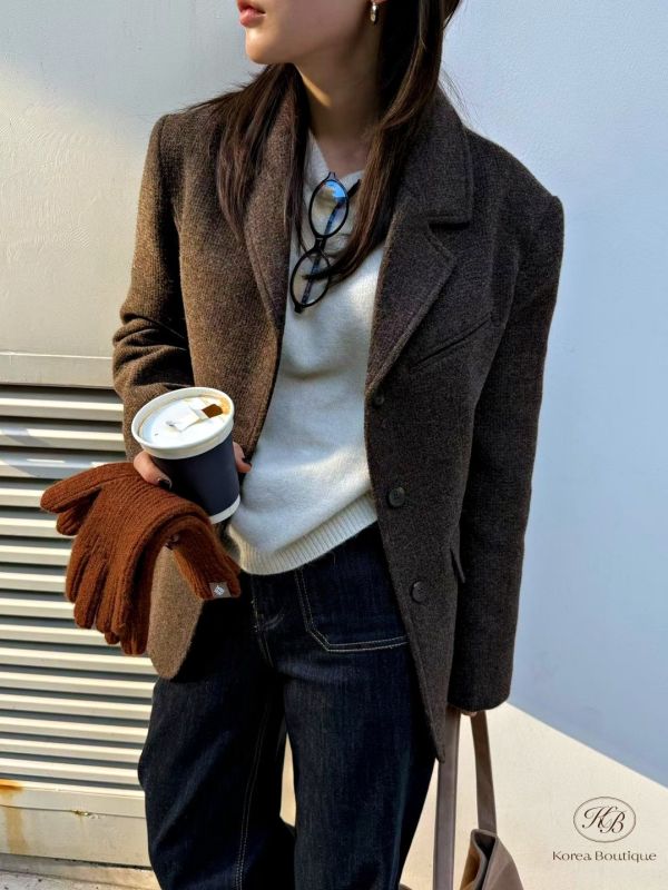 Fw379 秋季 羊毛質感西裝外套 