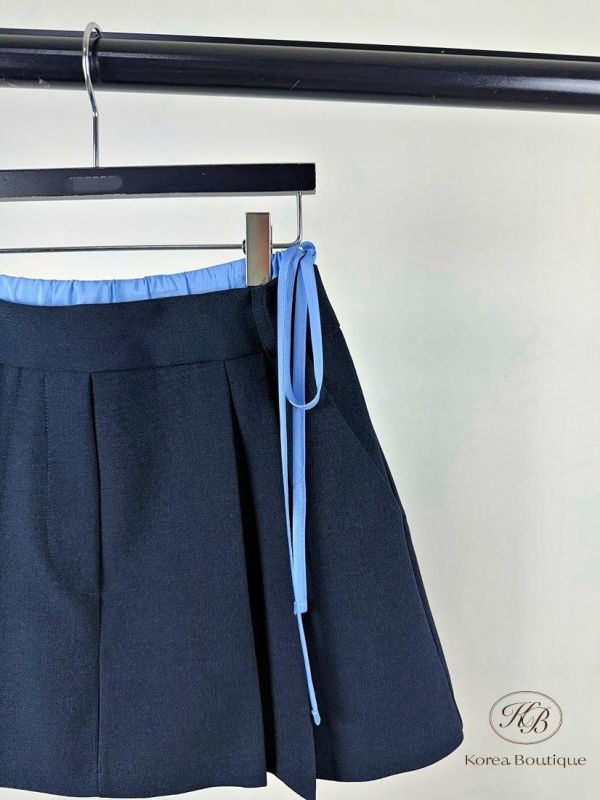 SS205 春季 蝴蝶結設計百褶褲裙 