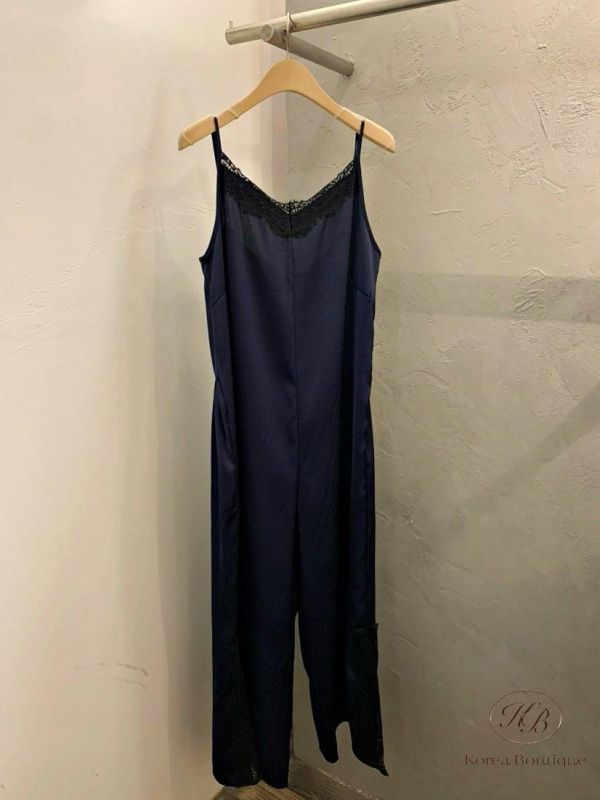 SS384 春季 蕾絲背心絲綢連身褲 