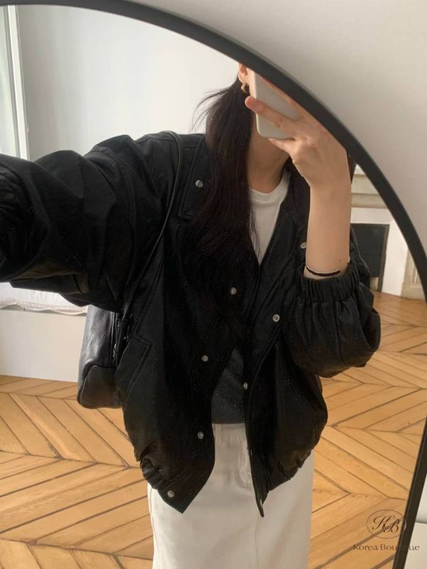 Fw64 秋季 棒球外套感的皮衣 