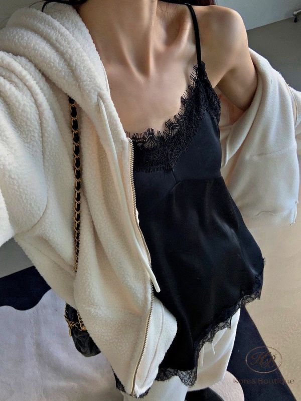 FWKR114 冬季 睫毛蕾絲長版上衣 