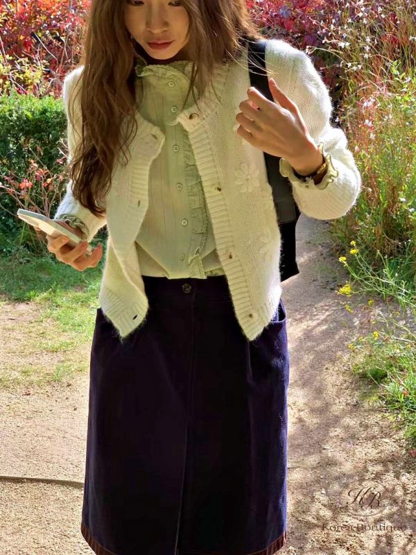 Fw385 秋季 立體小花羊毛衫 