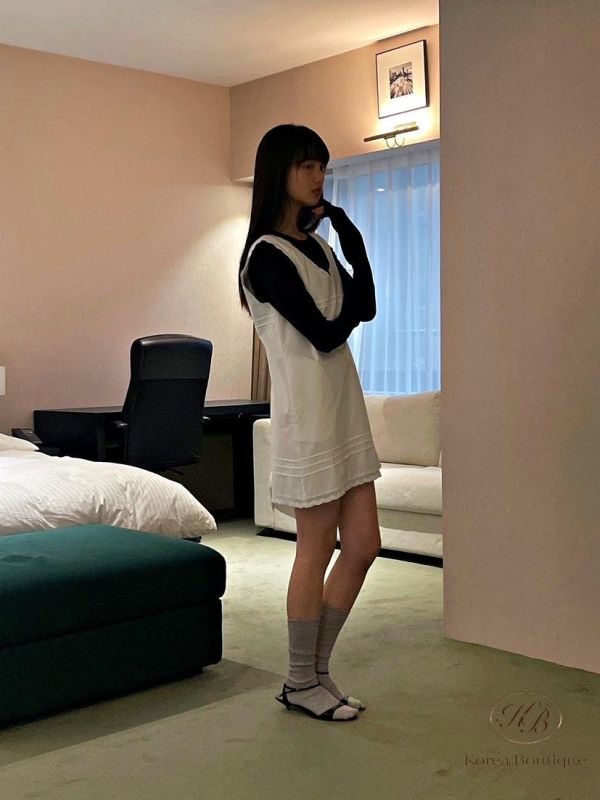 SS257 春季 可愛花邊背心洋裝 