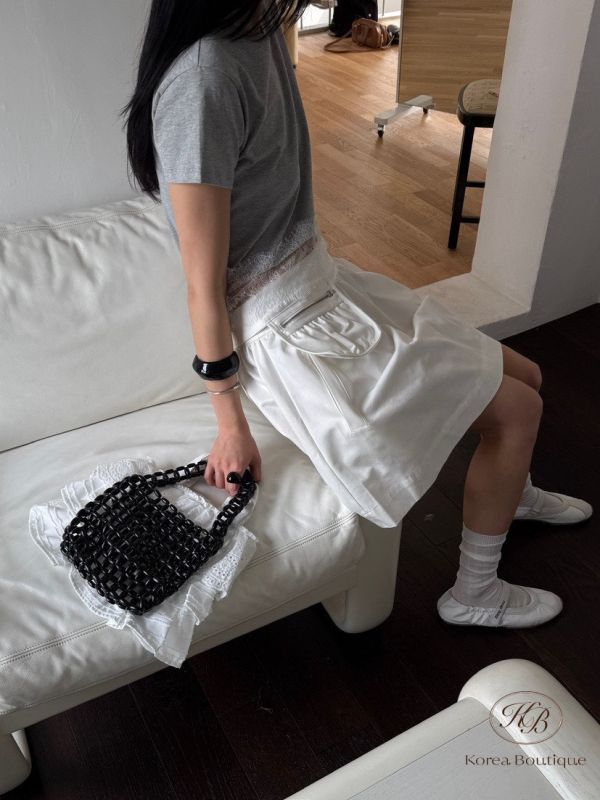 Kr102 夏裝 口袋工裝裙 