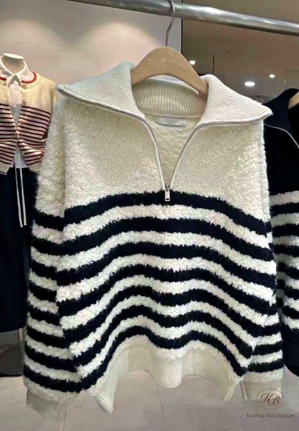 FWKR55 冬季 條紋好搭的polo杉 