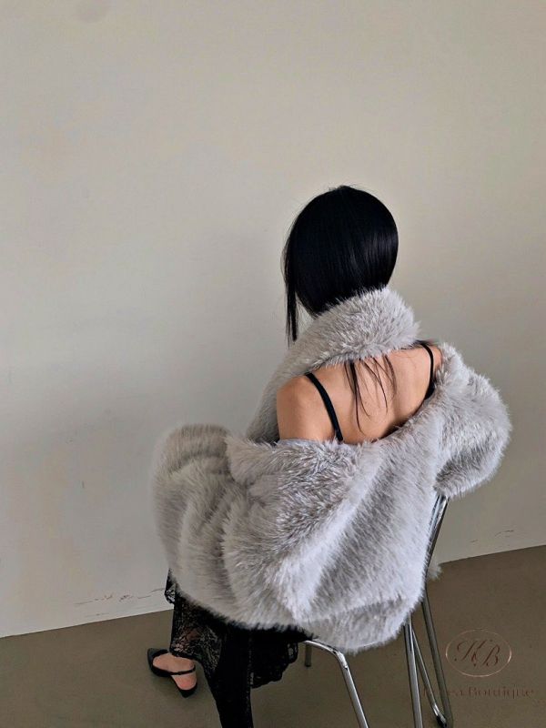 Fw415 秋季 短版皮草大衣 附上圍巾 