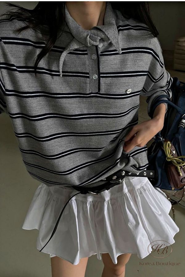 Fw201 秋季 領口很特別的條紋POLO衫 