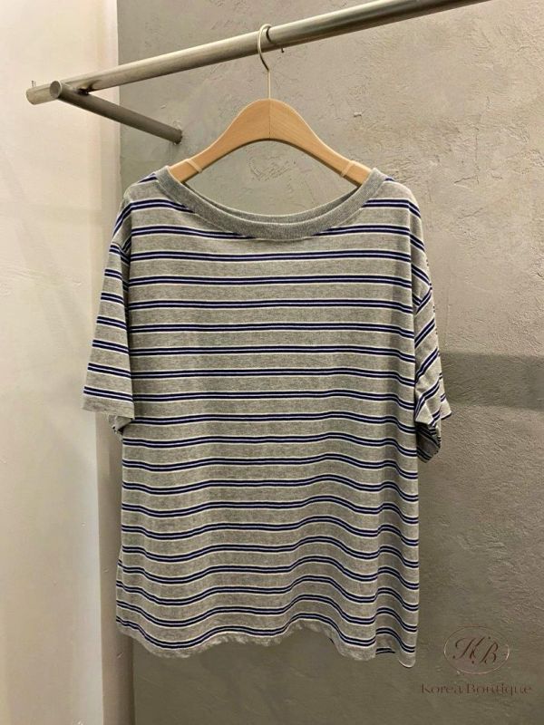 SS383 春季 大領口條紋上衣 