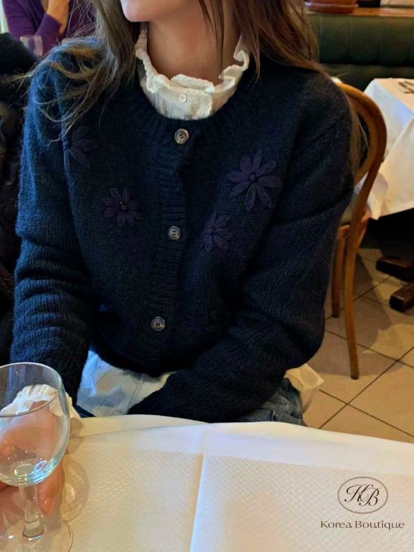 Fw385 秋季 立體小花羊毛衫 