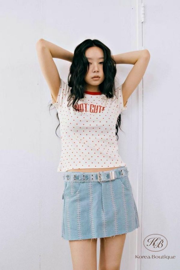 KR2637 夏季 可愛滾邊點點tee 