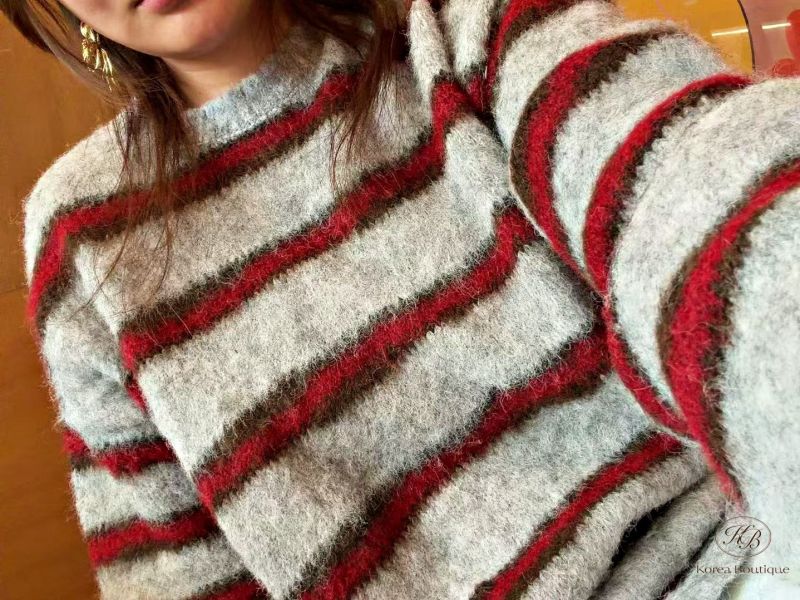 Fw439 冬季 軟儒條紋毛衣 