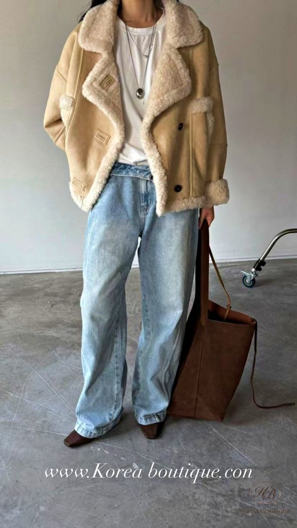 Fw499 冬季 麂皮羊羔毛外套 口袋也有毛毛 