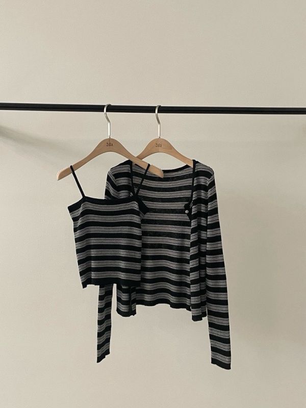 Fw126 秋季 柔膚條紋外套+背心 