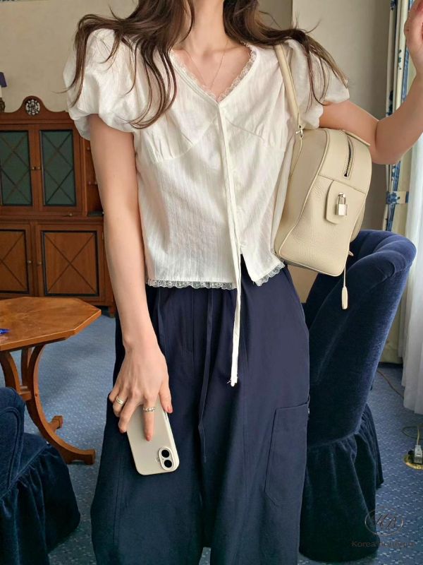 SS361 春季 紋理蓬蓬袖上衣 