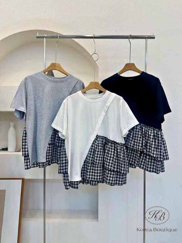 SS455 春季 格紋拼接上衣 