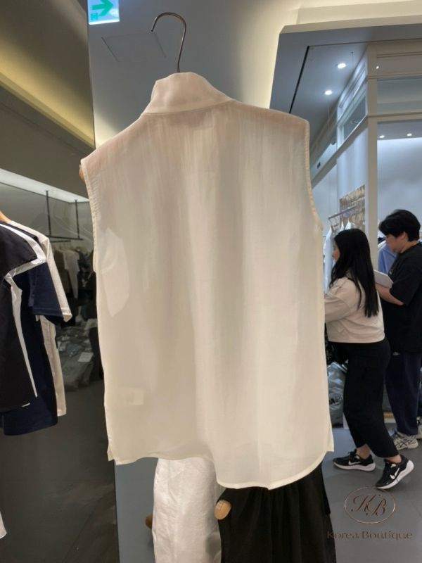 Kr99 夏裝 立領摺影無袖上衣 