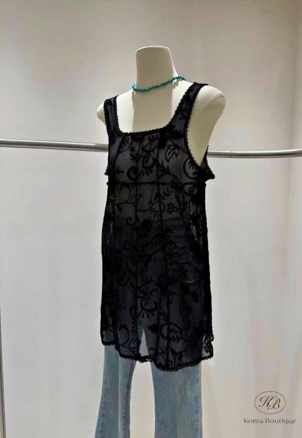 SS297 春季 很美的長版刺繡背心 