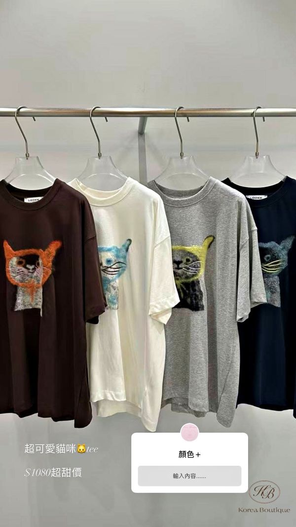 Fw305 秋季 可愛小貓tee 