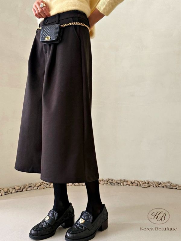 Fw375 秋季 毛呢七分褲 後鬆緊 均碼 