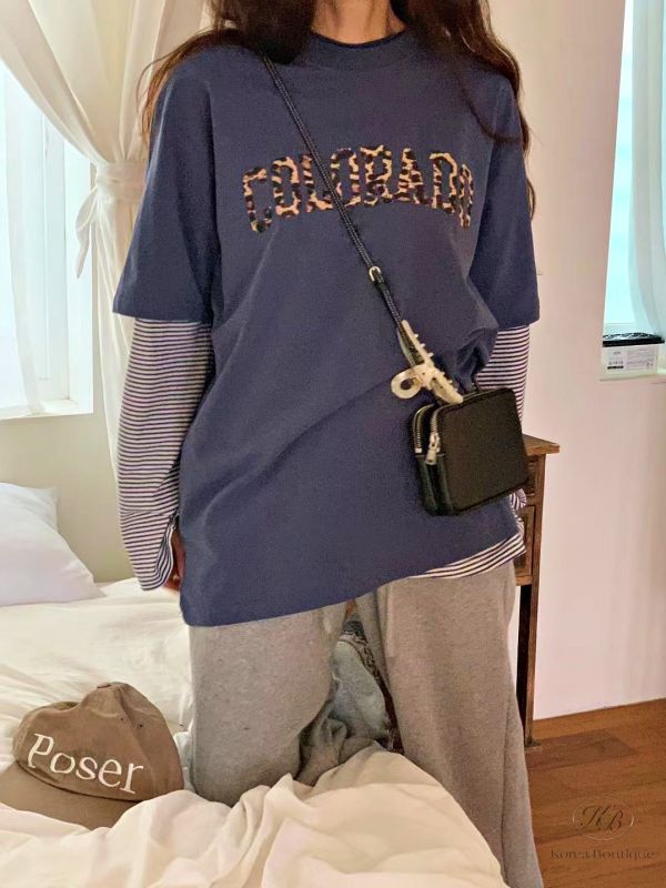Fw101 秋季 豹紋字母tee 
