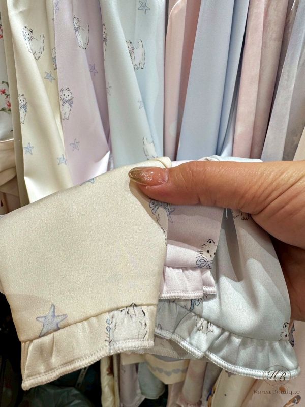 FWKR23 冬季 貓咪緞面睡衣 