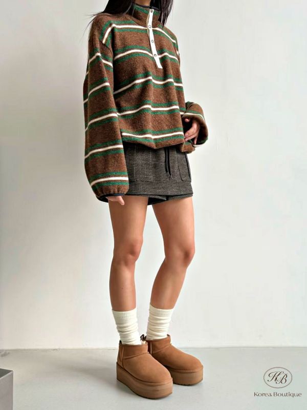 FWKR95 冬季 條紋質感很好的上衣 輕薄保暖 