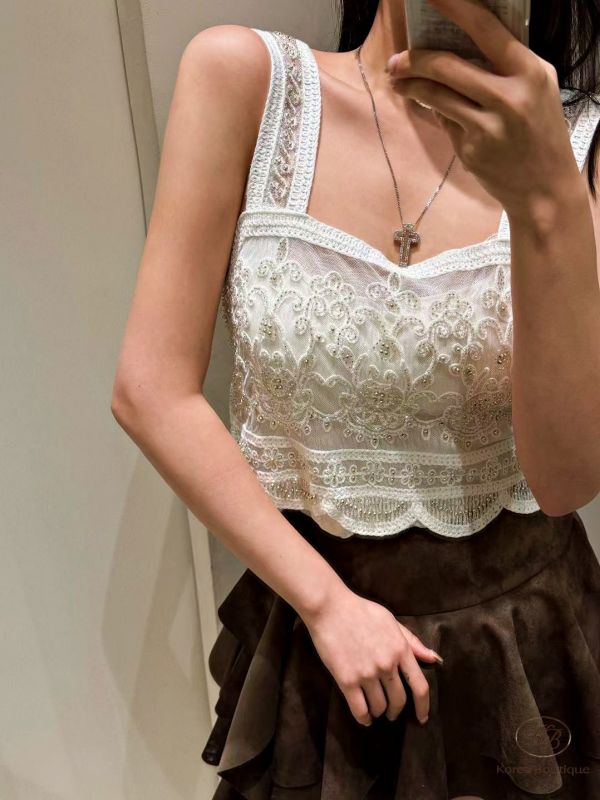 Fw354 秋季 珠串蕾絲馬甲 