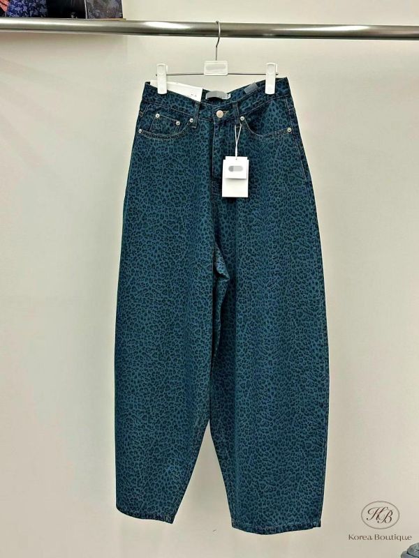 FW2701 秋季 好好看的繭型豹牛仔褲 