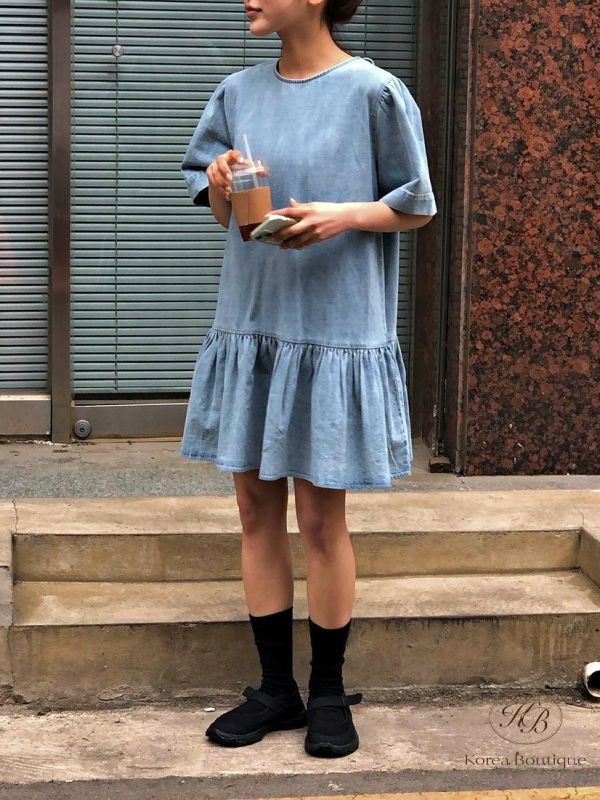 SS293 春季 前後都可以穿的牛仔洋裝 