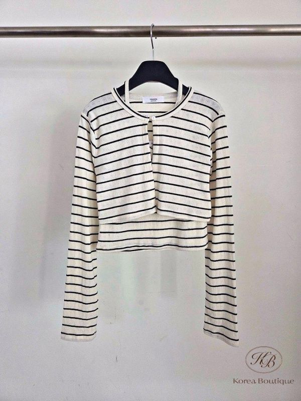 SS90 春季 條紋薄長袖套裝 