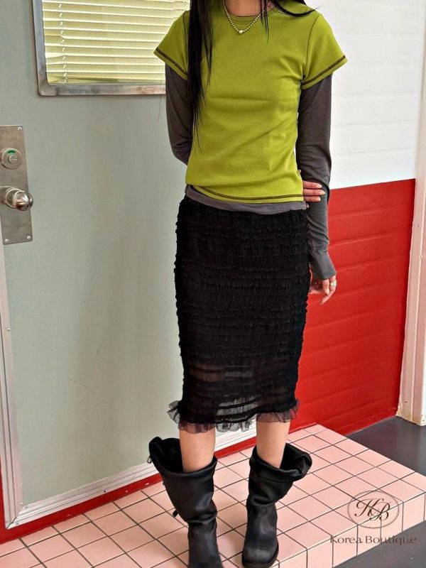 SS376 春季 好美的波浪半身裙 