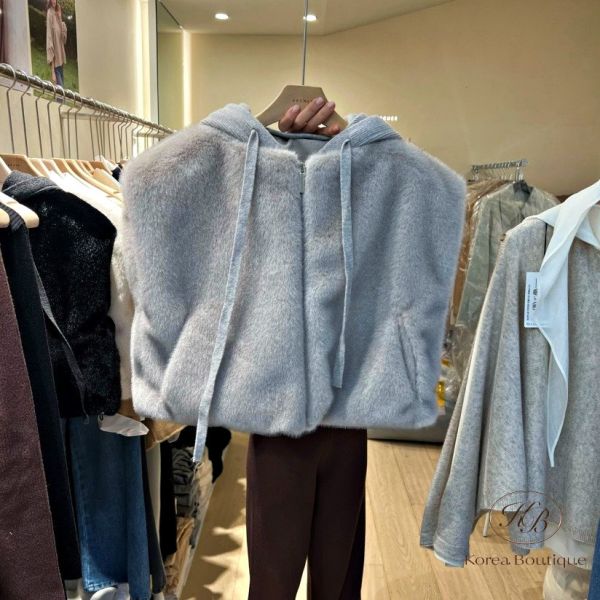 FWKR37 冬季 皮草背心 帽子可拆 