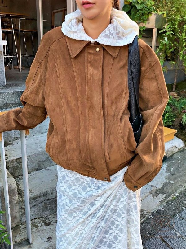 Fw343 秋季 質感很好 復古寬鬆麂皮外套 