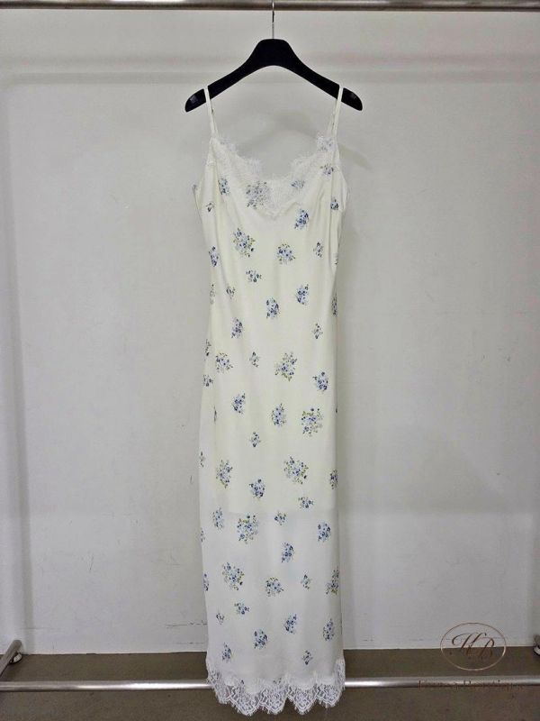 SS505 春季 碎花絲綢長洋裝 