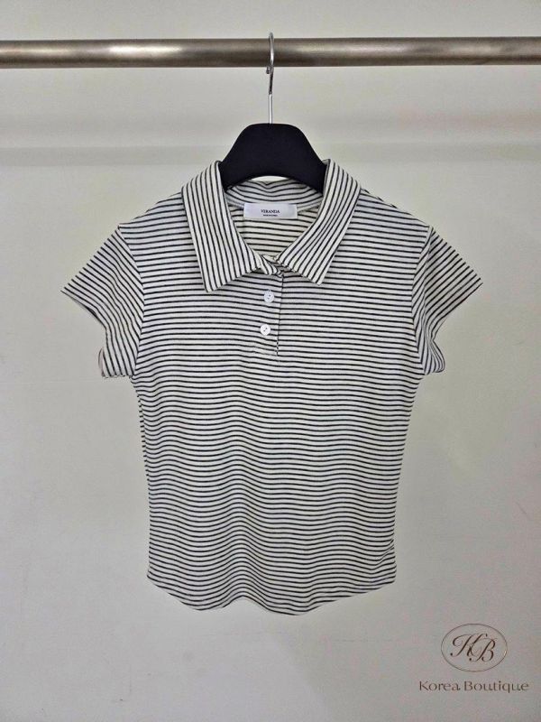 SS431 春季 合身的條紋polo衫 