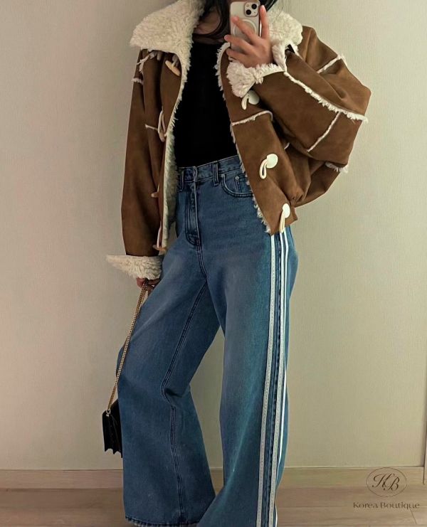 Fw462 冬季 線條設計牛仔褲 