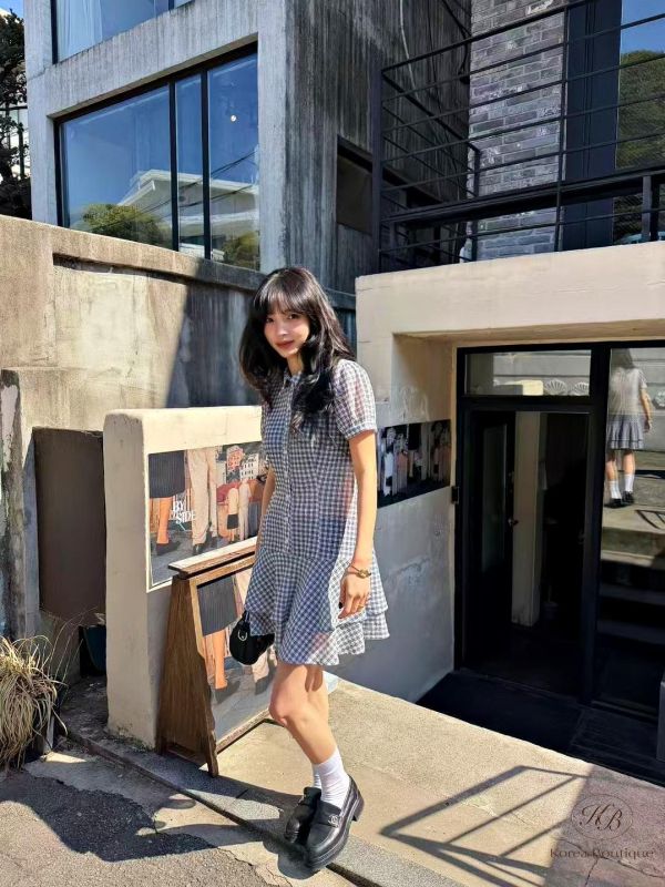 SS267 春季 復古格紋洋裝 