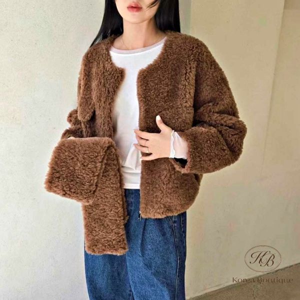 Fw498 冬季 熊寶寶外套 內裡麂皮 含圍巾 