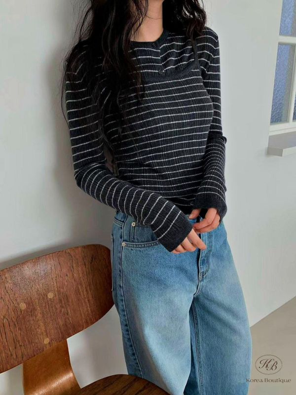 SS100 春季 質感條紋兩件式 