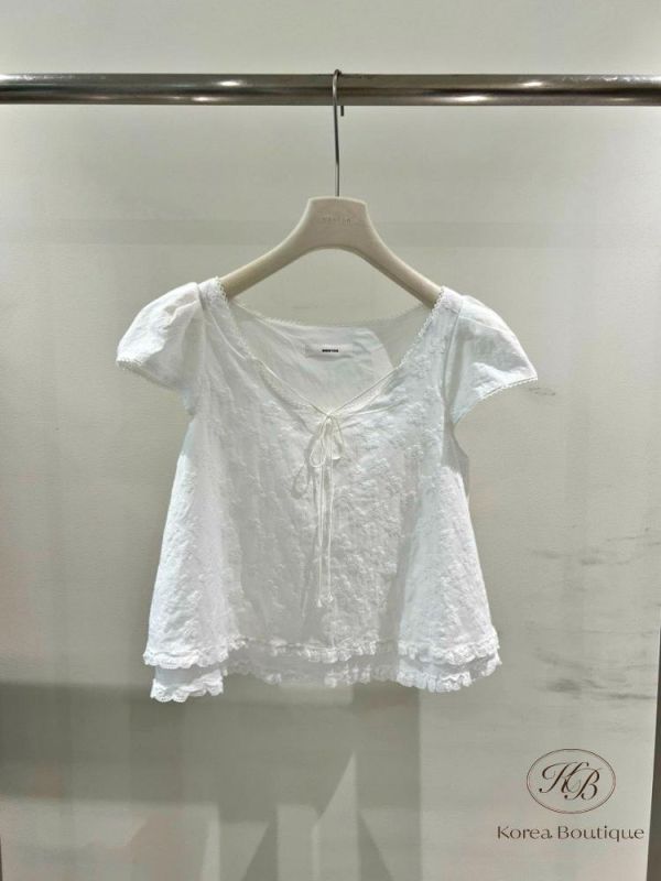 KR2630 夏季 可愛綁蝴蝶結上衣 這件細節很多 